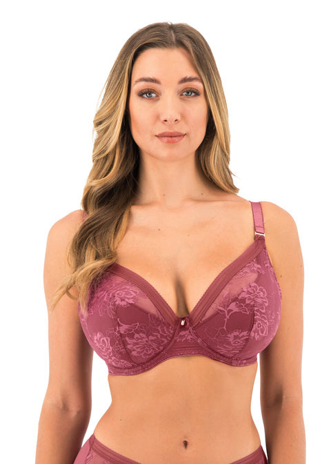 Fusion Lace Rosewood Uw Padded Plunge Bra